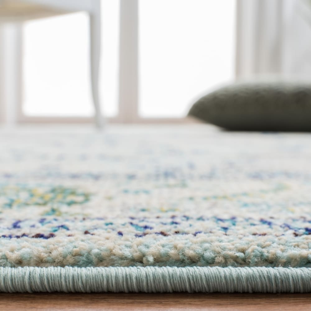 Tapis bohème chic en polypropylène bleu/blanc, 91 x 152 cm — vue 4