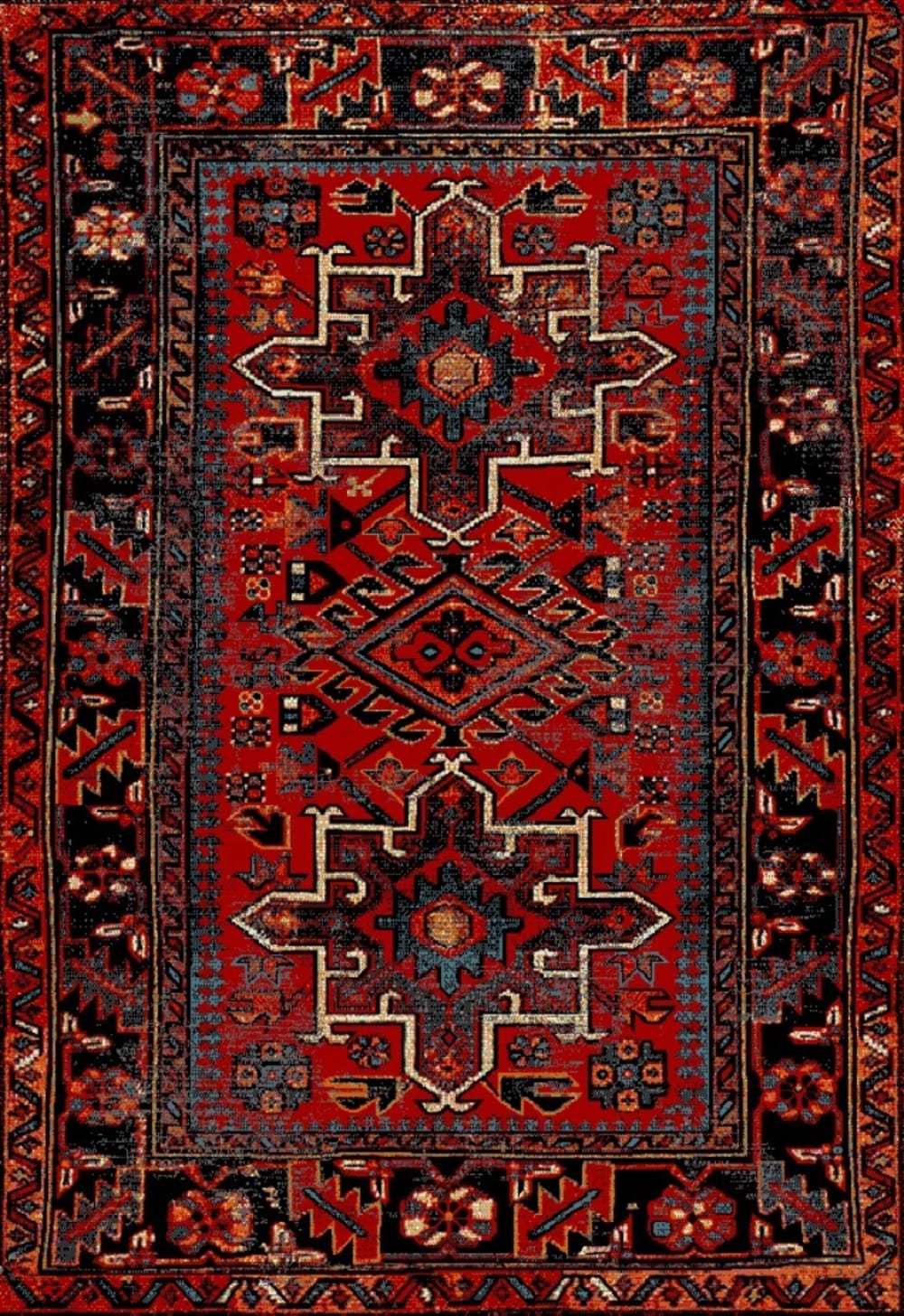 Tapis de transition en polypropylène rouge/multicolore, 274 x 366 cm
