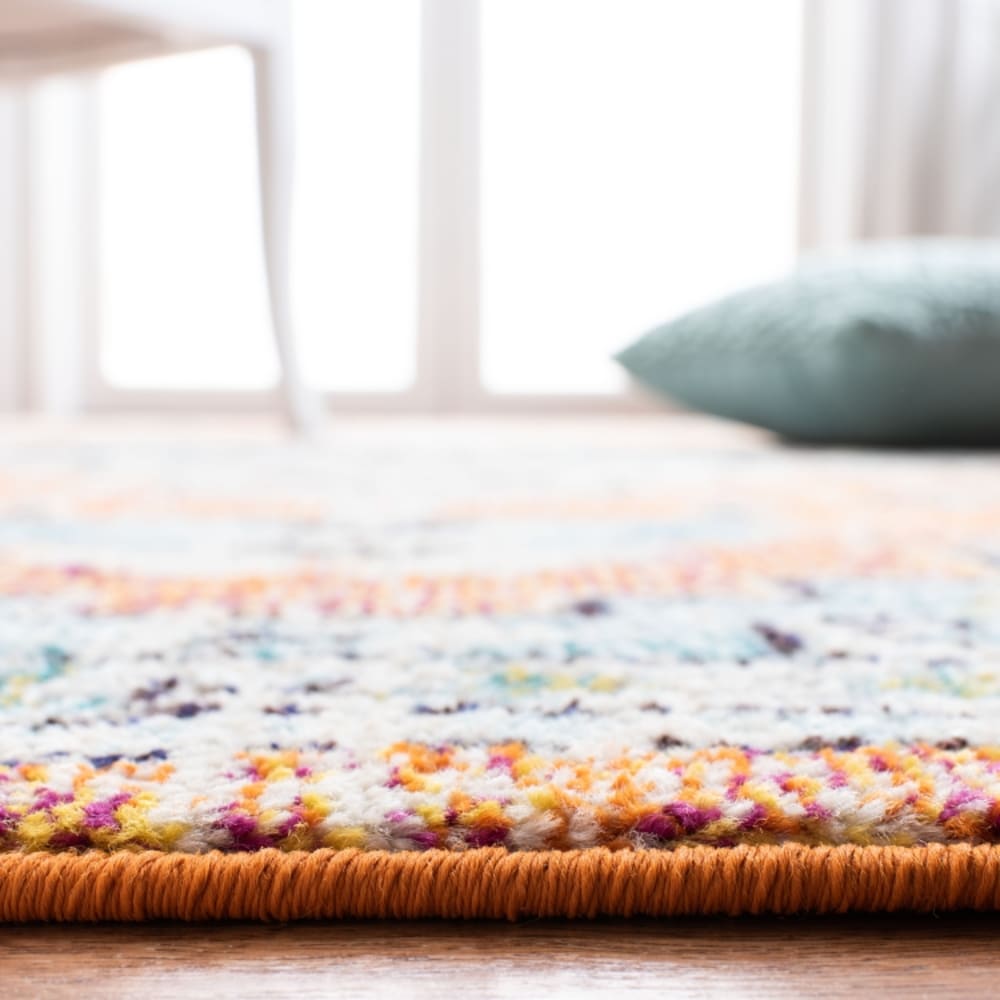 Tapis bohème en polypropylène orange/bleu, 91 x 152 cm — vue 3