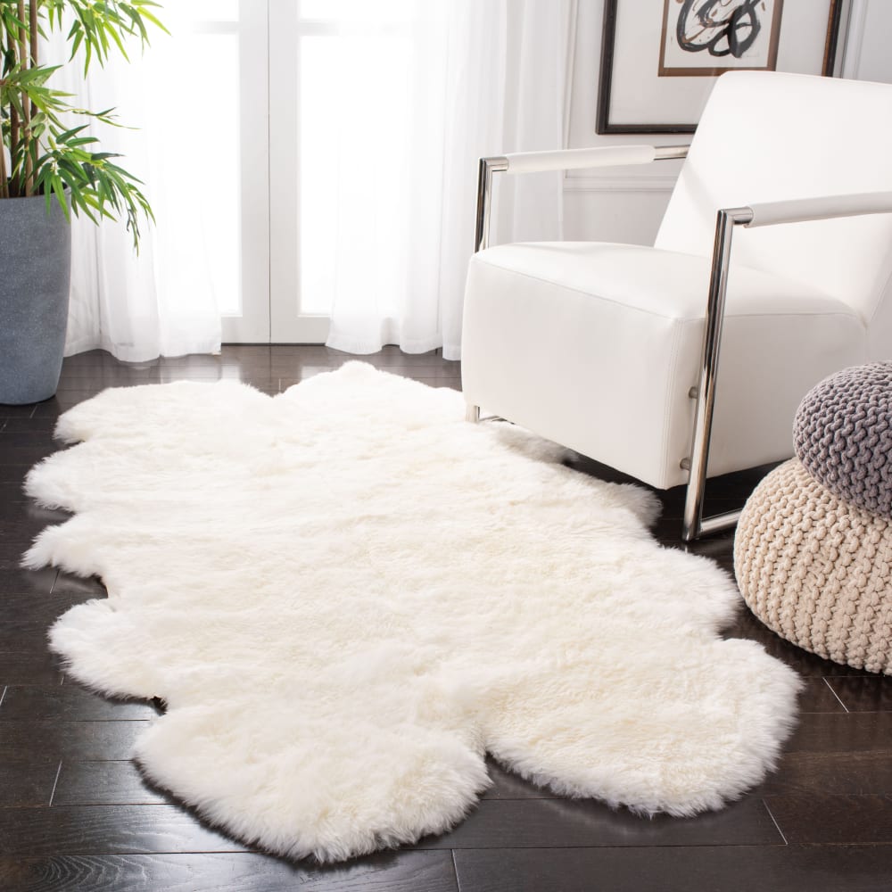 Tapis peau de mouton en peluche blanc, 109 x 180 cm — vue 3