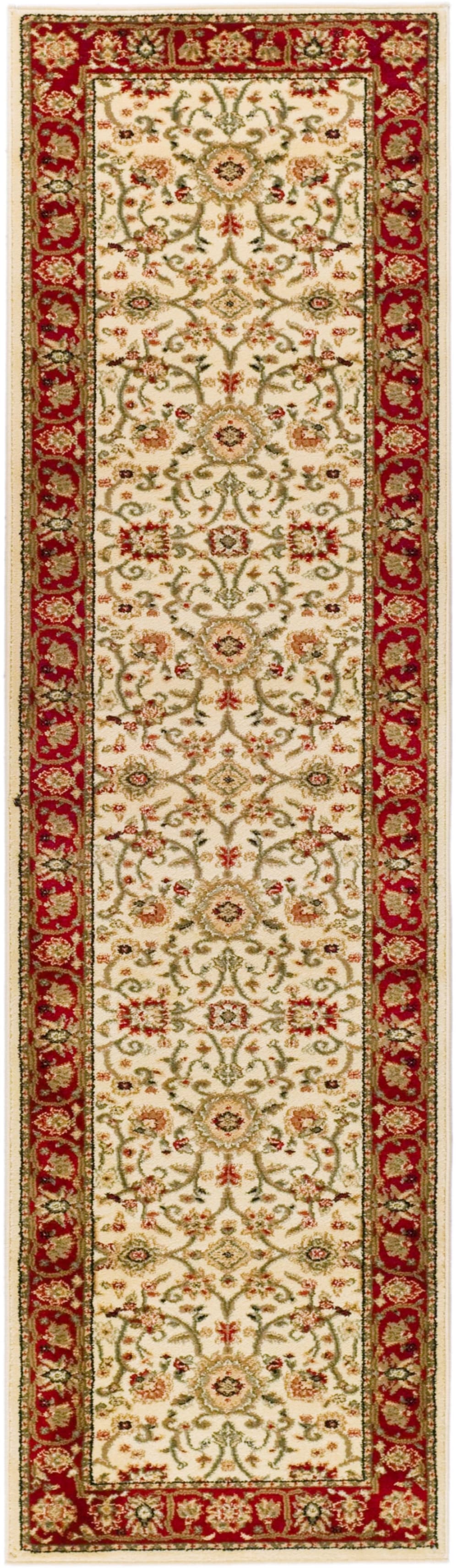 Traditionell Polypropylen-Teppich in Weiß/Rot, 69 x 183 cm -