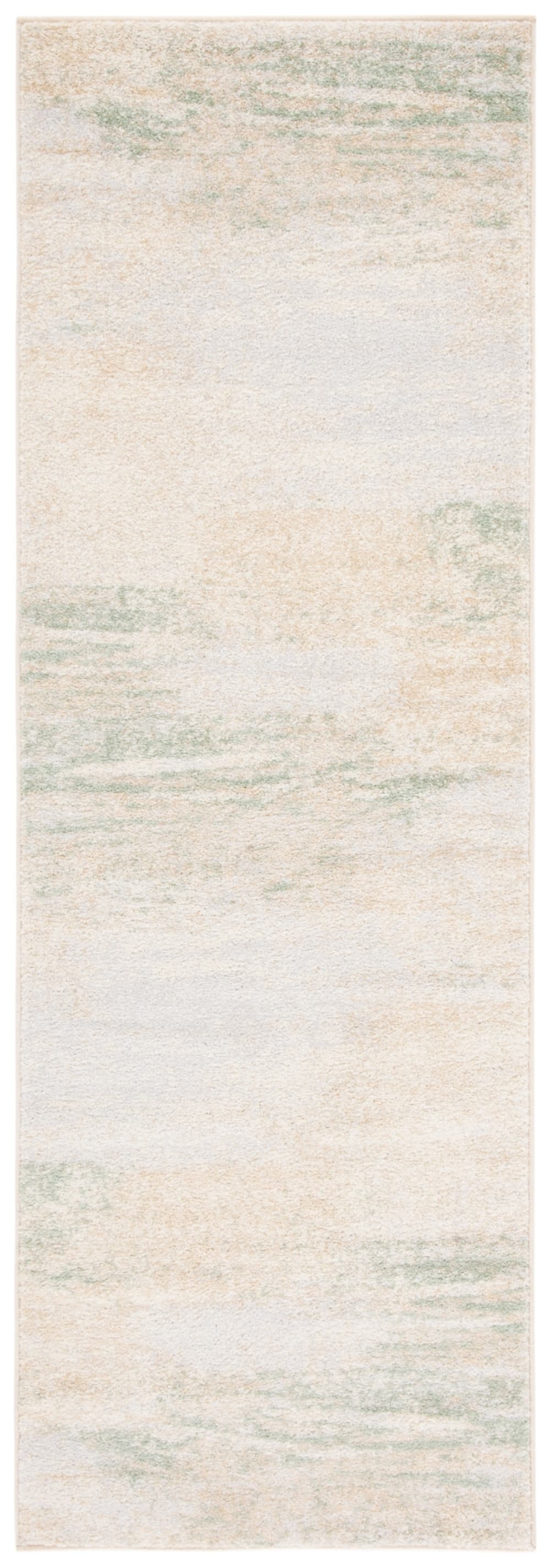 Tapis abstrait moderne en polypropylène blanc/or, 76 x 244 cm