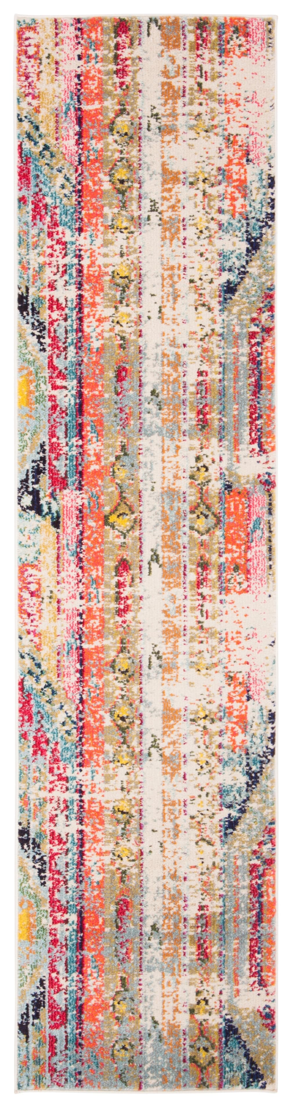 Tapis contemporain en polypropylène bleu/orange, 61 x 91 cm