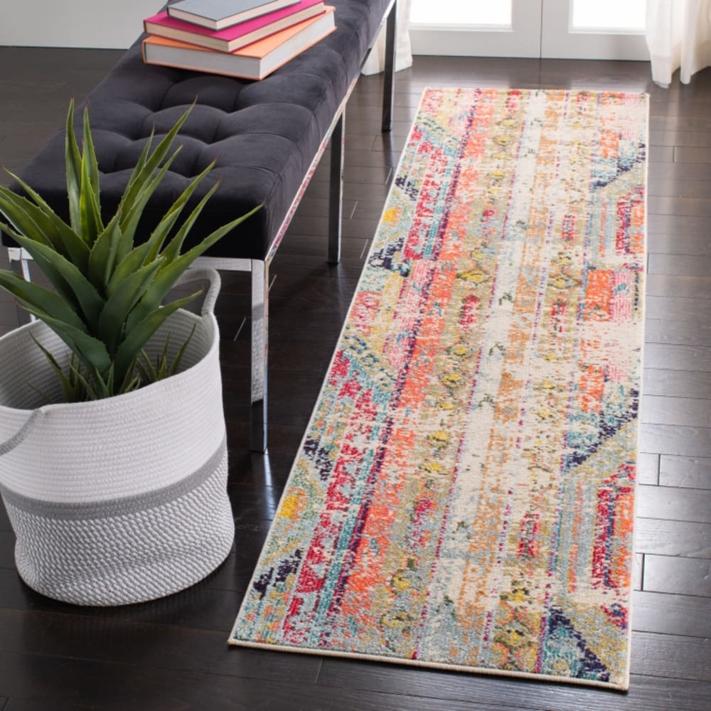 Tapis contemporain en polypropylène bleu/orange, 61 x 91 cm — vue 3