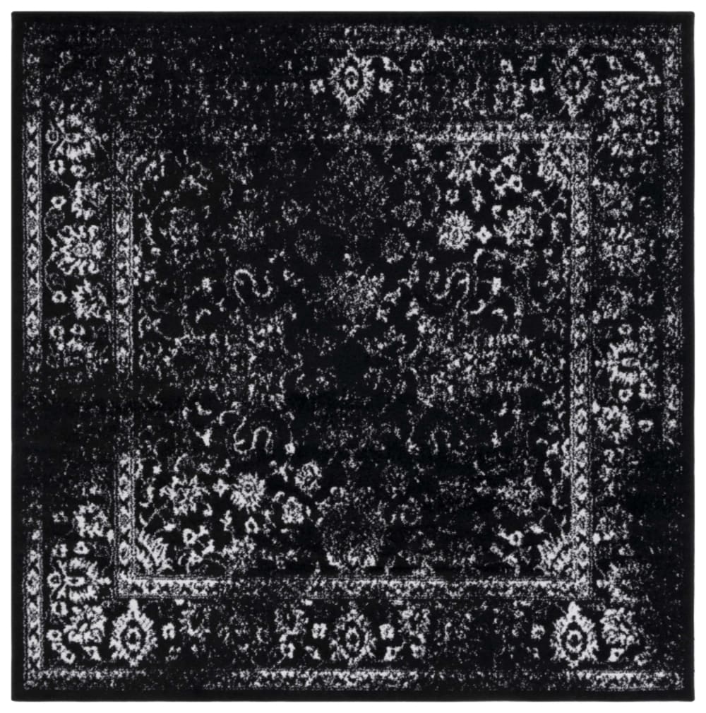 Tapis distressed vintage en polypropylène noir/blanc, 183 x 183 cm