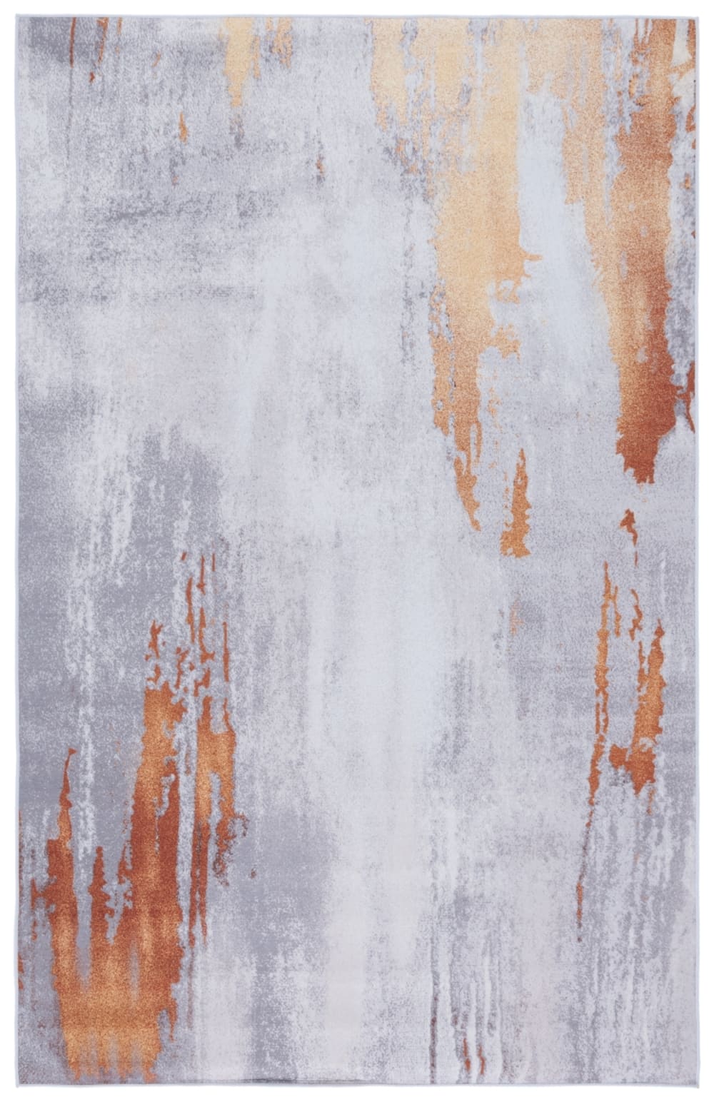 Tapis géométrique en polyester gris/orange, 122 x 183 cm
