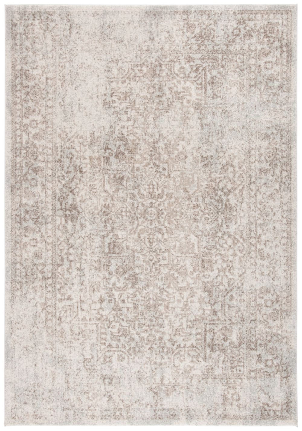 Tapis traditionnel en polypropylène blanc/taupe, 201 x 274 cm