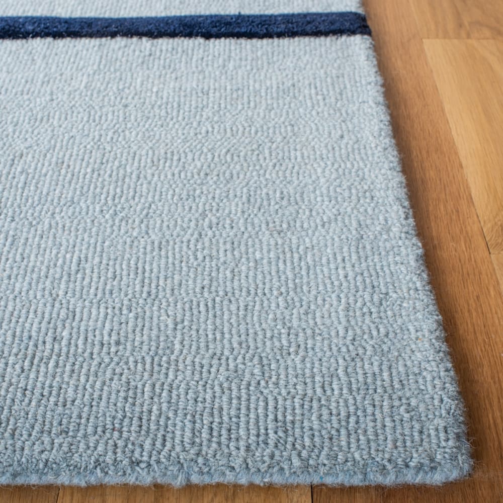 Tapis géométrique en laine blanc/bleu, 91 x 152 cm — vue 4