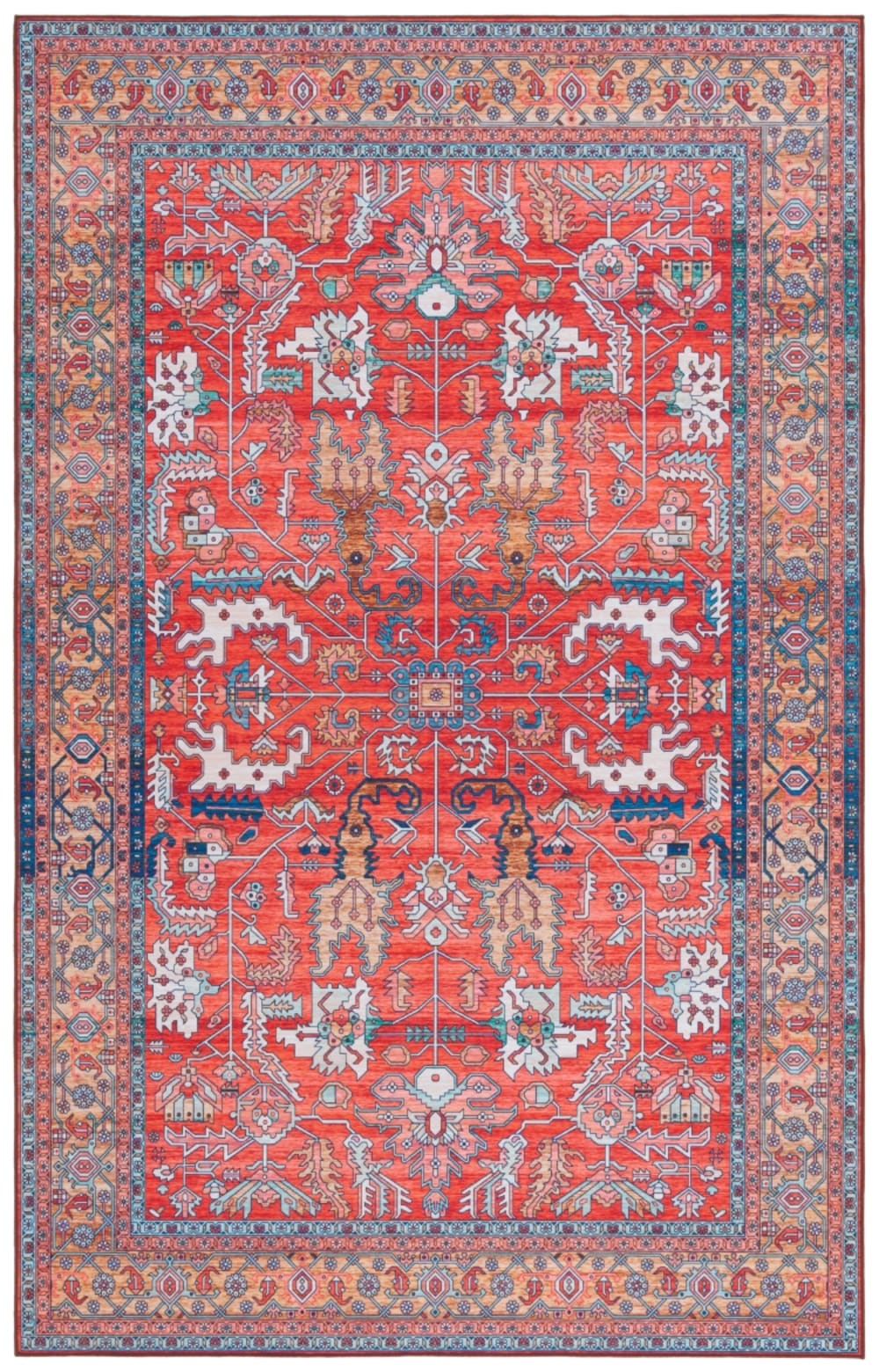 Tapis poil de polyester rouge / bleu 122 x 183 cm