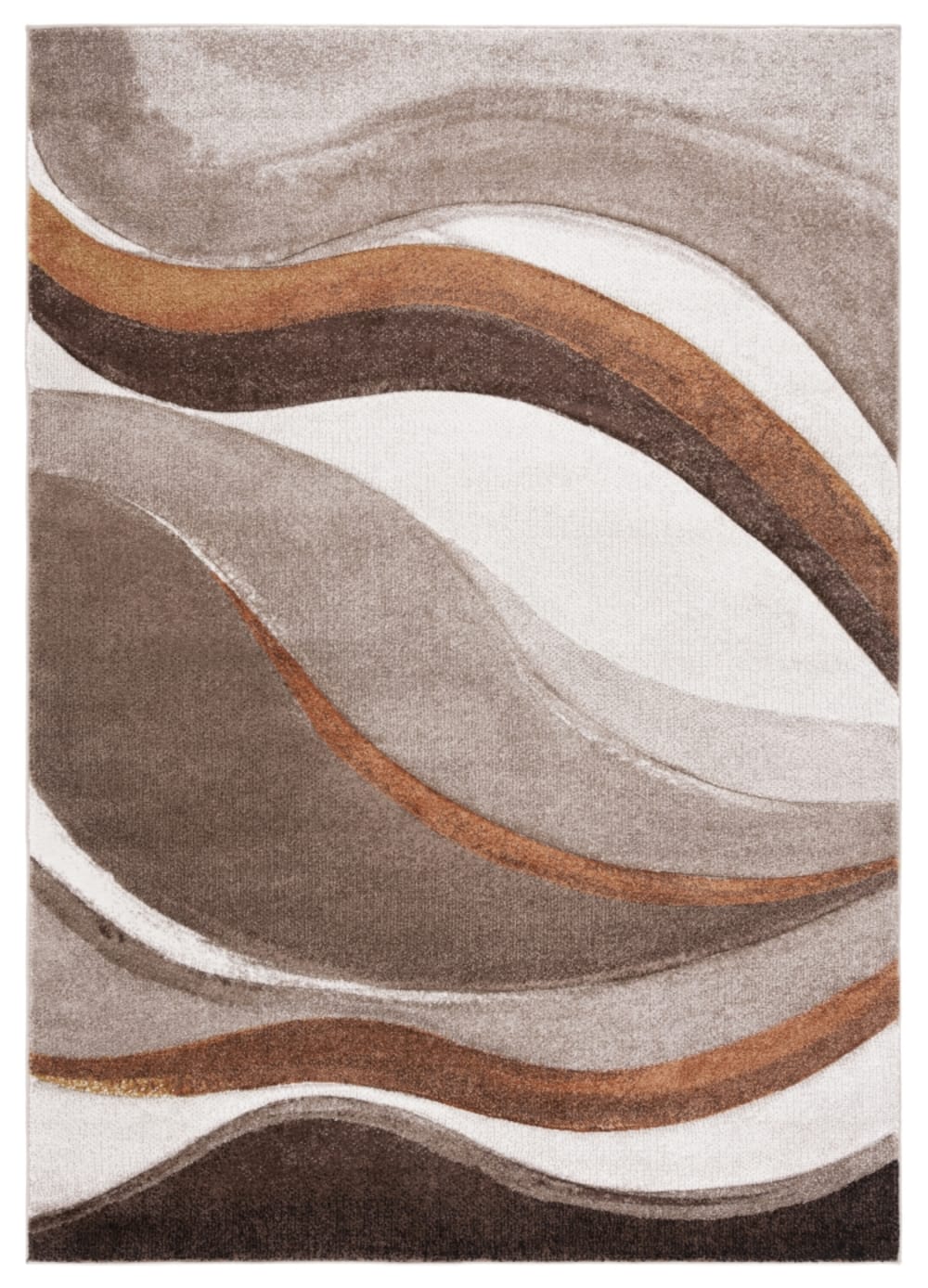 Tapis contemporain en polypropylène beige/marron, 201 x 274 cm