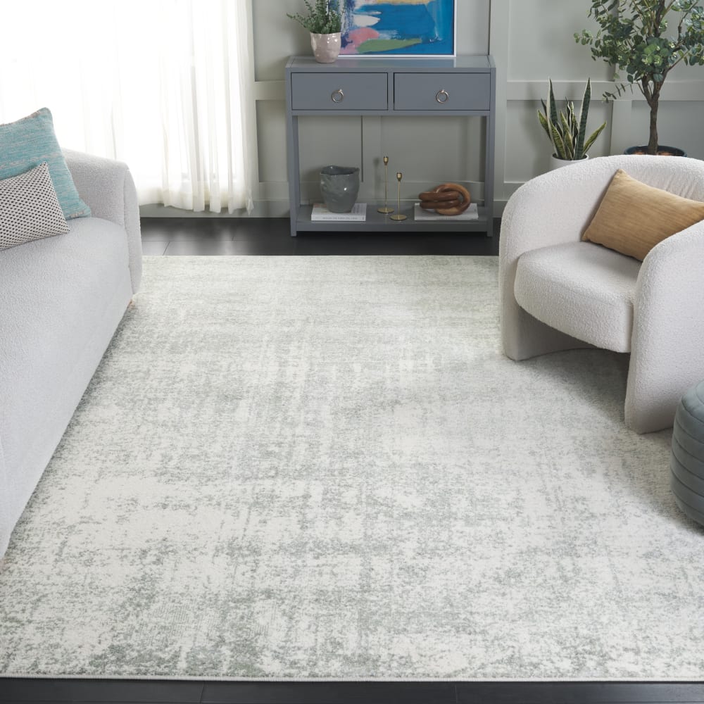 Tapis abstrait moderne en polypropylène vert/blanc, 235 x 305 cm — vue 4