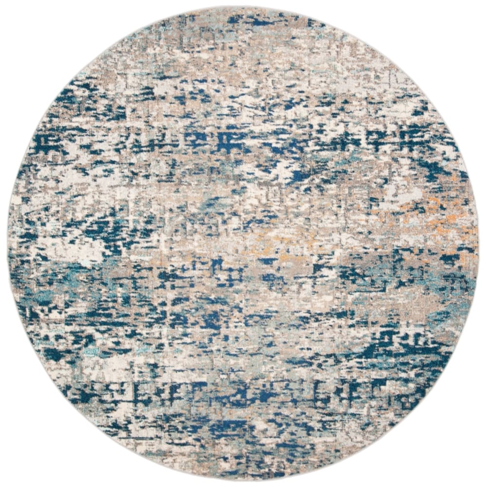 Tapis contemporain en polypropylène gris/bleu, 201 cm