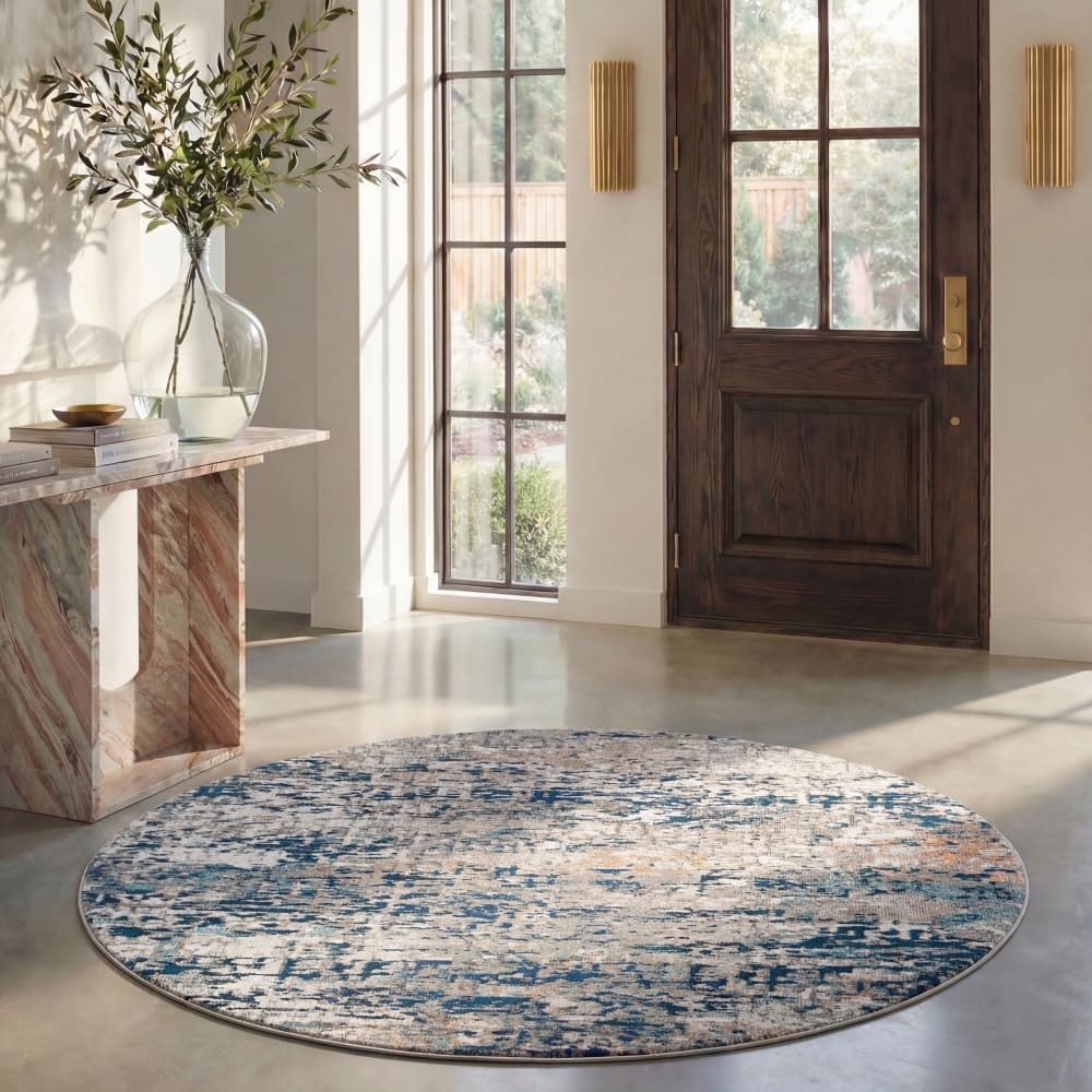 Tapis contemporain en polypropylène gris/bleu, 201 cm — vue 3
