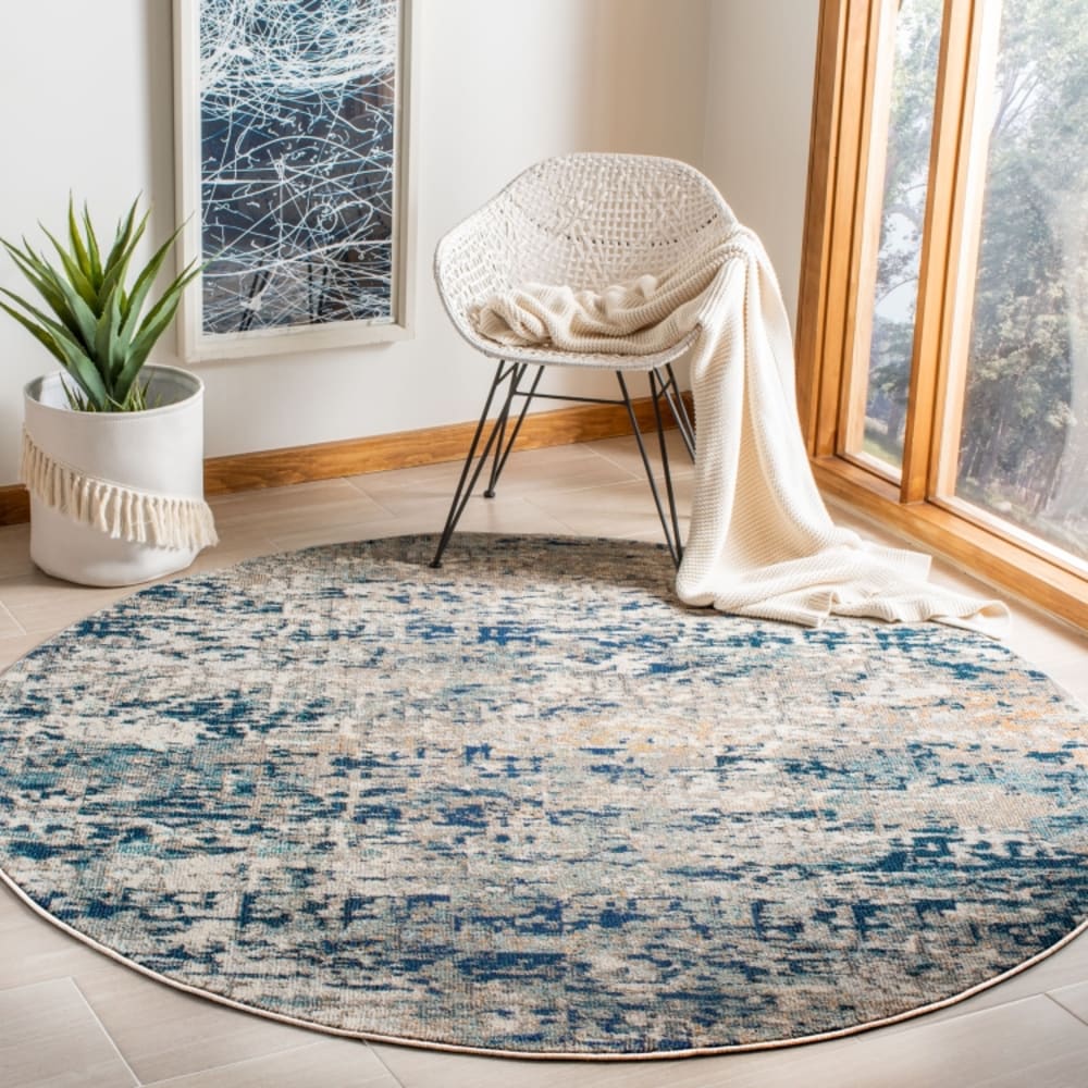 Tapis contemporain en polypropylène gris/bleu, 201 cm — vue 4