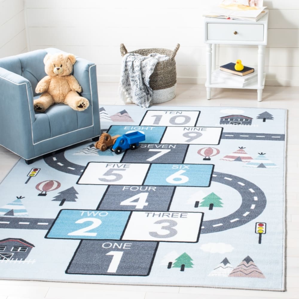 Tapis moderne en polyester gris/bleu, 66 x 122 cm — vue 3