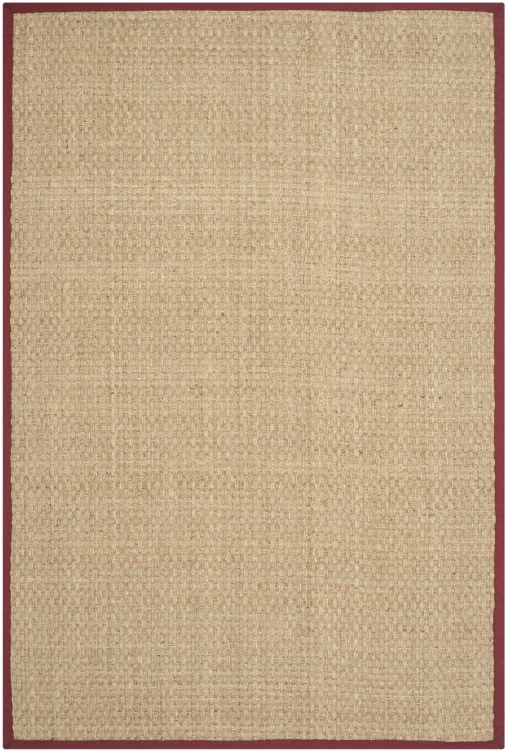 Tapis fibre naturelle en herbiers marins beige/rouge, 183 x 274 cm