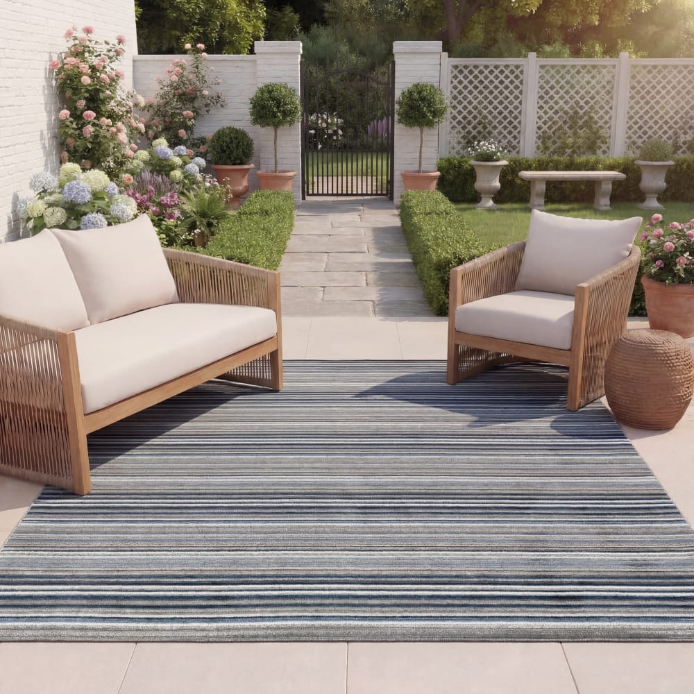 Tapis moderne en polypropylène gris/bleu, 244 x 305 cm — vue 3