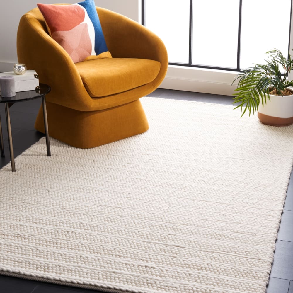 Tapis fibre naturelle en laine blanc, 61 x 91 cm — vue 3