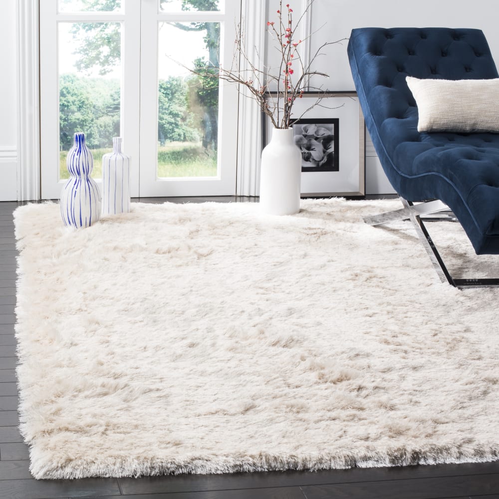 Tapis en polyester blanc, 152 x 152 cm — vue 3