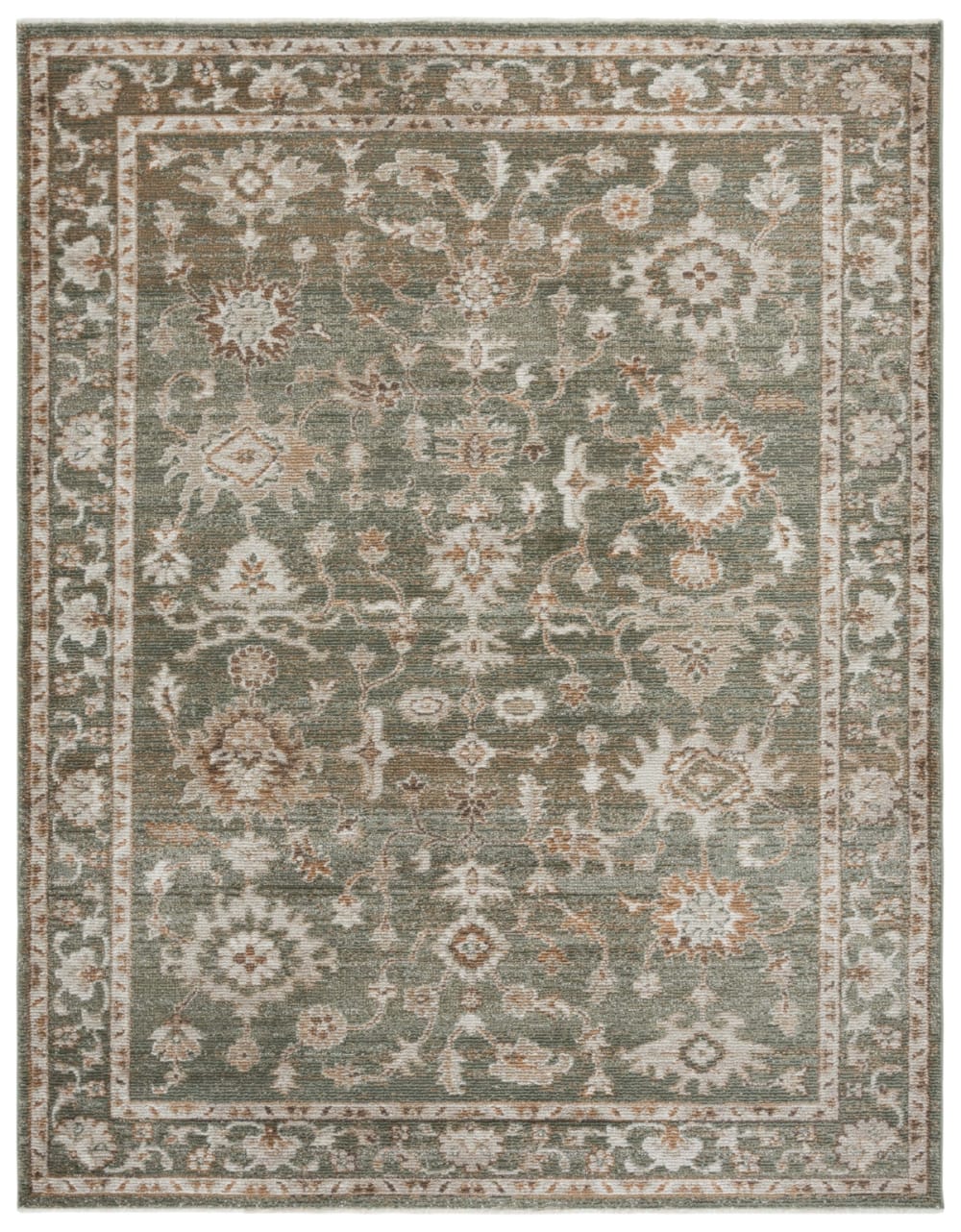 Tapis oriental en polyester vert/blanc, 465 x 697 cm