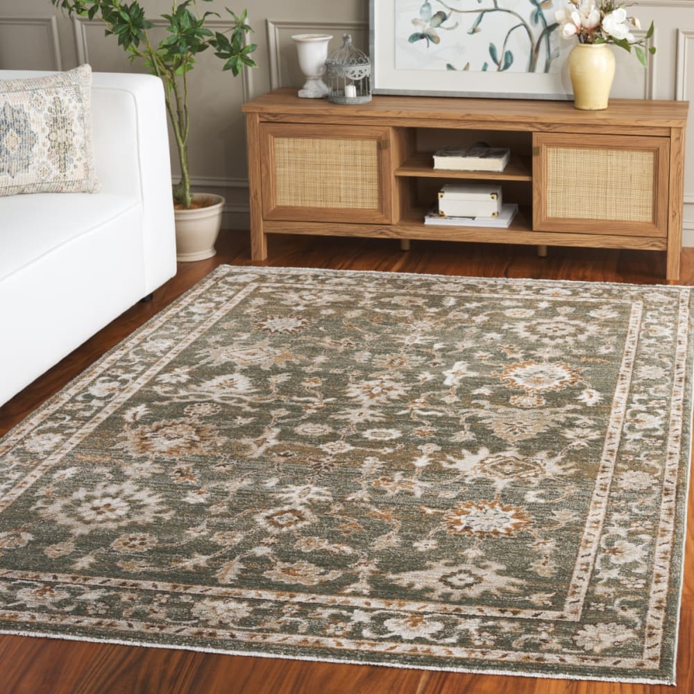 Tapis oriental en polyester vert/blanc, 465 x 697 cm — vue 3