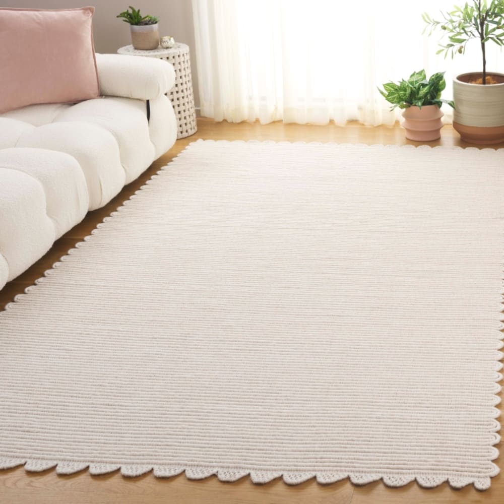 Tapis côtier en laine blanc, 152 x 244 cm — vue 3