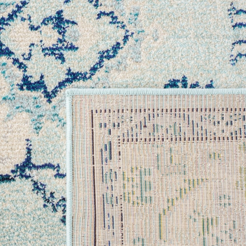 Tapis bohème chic en polypropylène bleu/blanc, 66 x 122 cm — vue 4