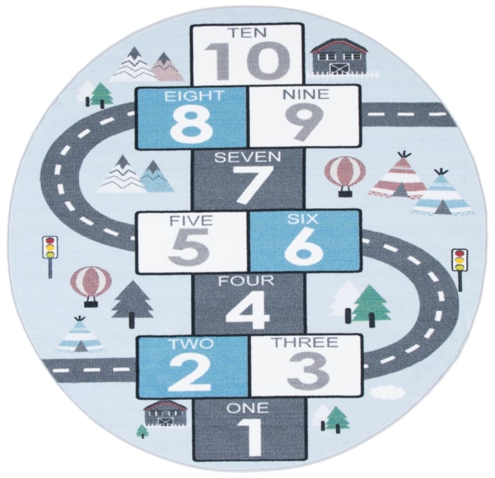 Tapis moderne en polyester gris/bleu, 152 cm