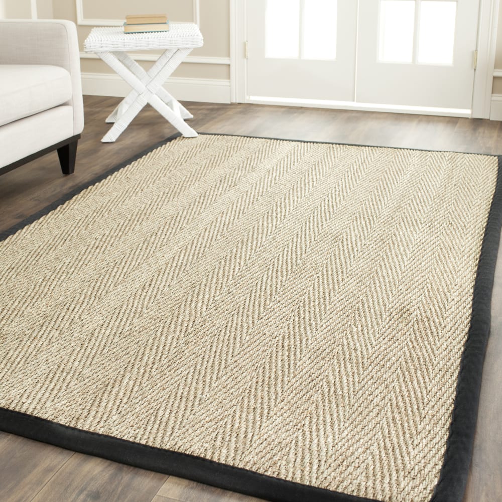 Tapis en herbiers marins beige/noir, 152 x 244 cm — vue 3