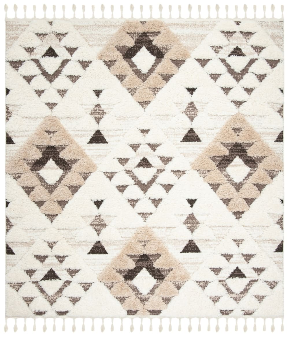 Tapis en polypropylène blanc/brun, 201 x 201 cm