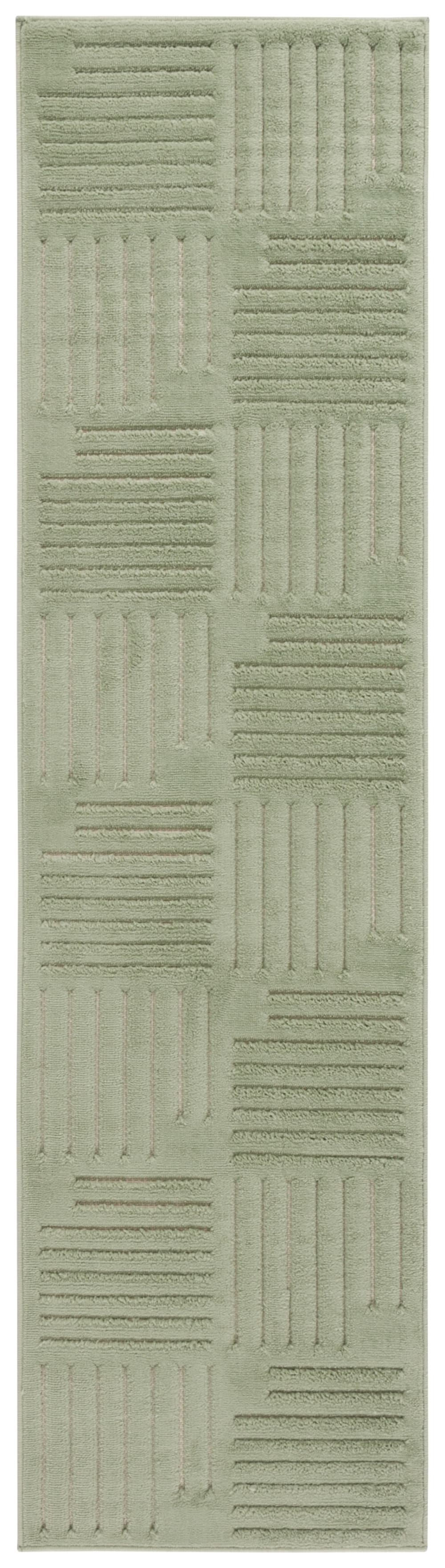 Tapis moderne en polypropylène vert, 66 x 244 cm