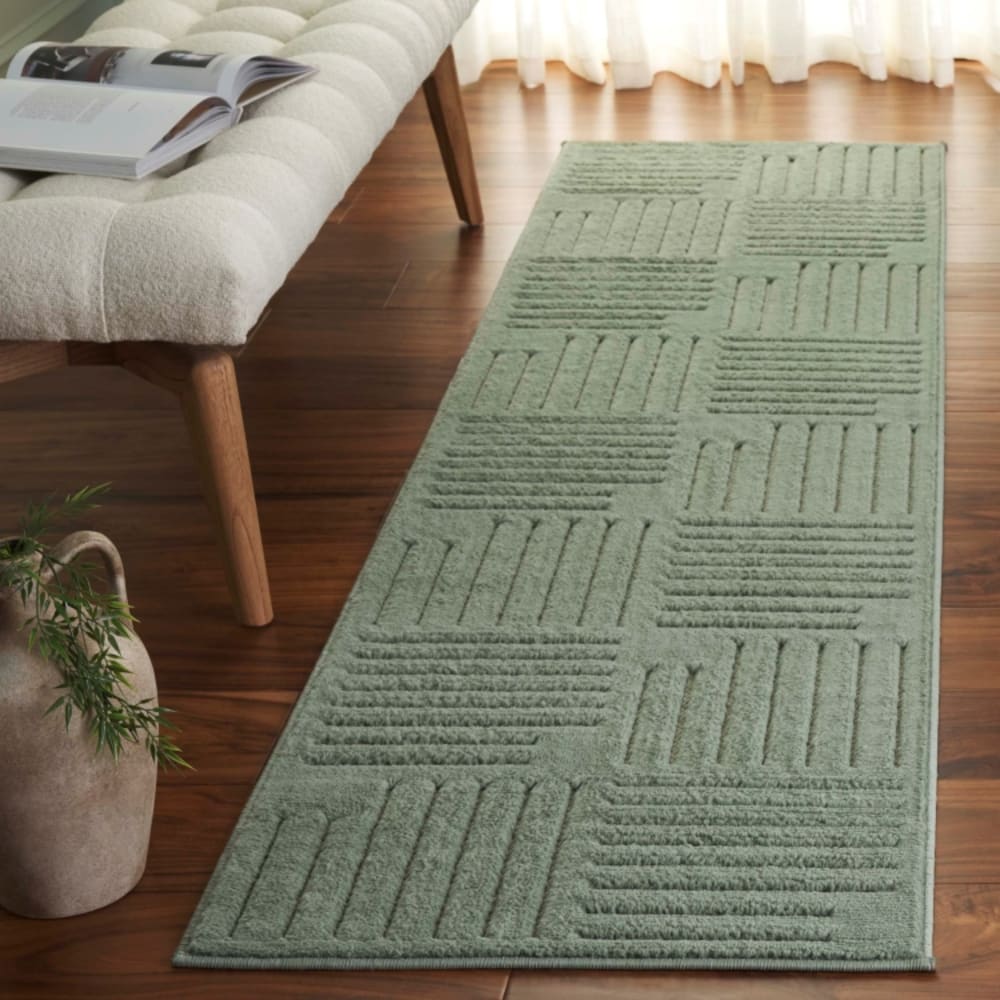 Tapis moderne en polypropylène vert, 66 x 244 cm — vue 3