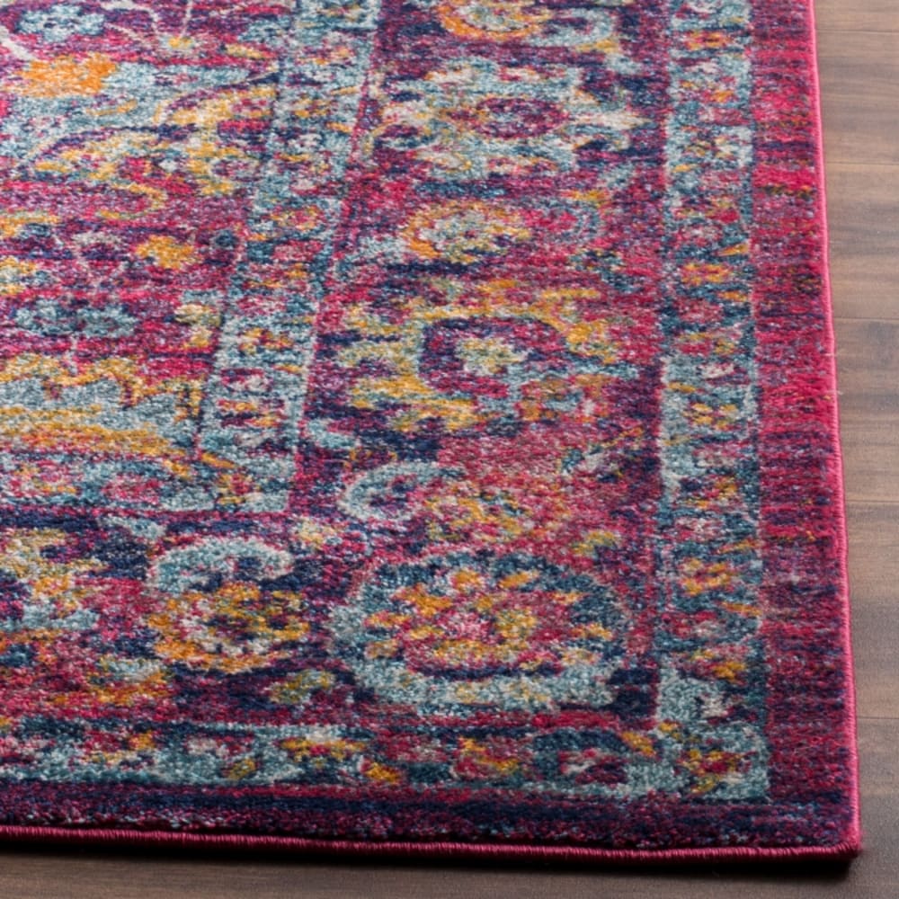 Tapis traditionnel en polypropylène rose/multicolore, 201 cm — vue 4