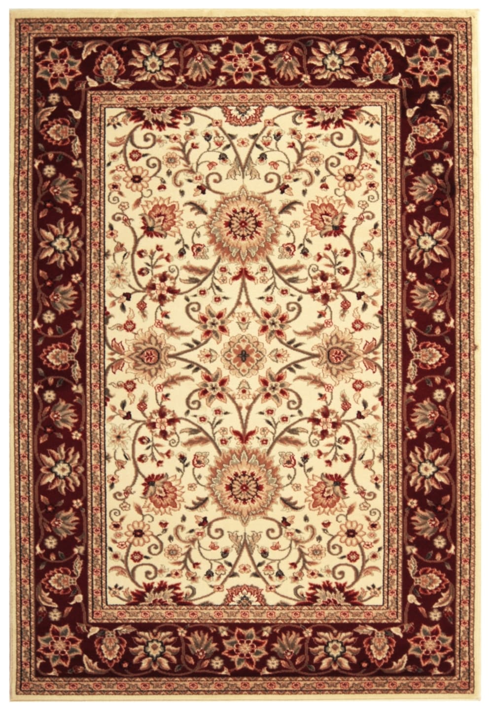 Tapis traditionnel en polypropylène blanc/rouge, 183 x 274 cm