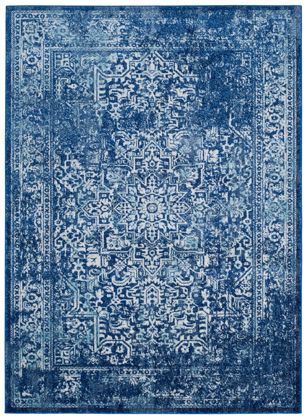 Tapis de transition en polypropylène bleu/blanc, 201 x 274 cm
