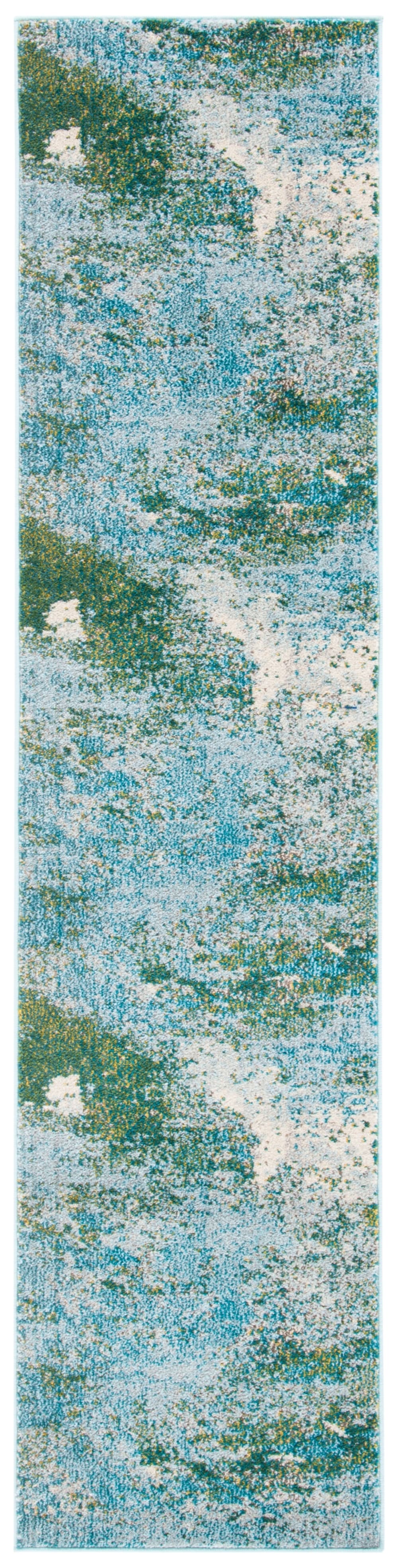 Tapis contemporary en polypropylène bleu/vert, 66 x 183 cm