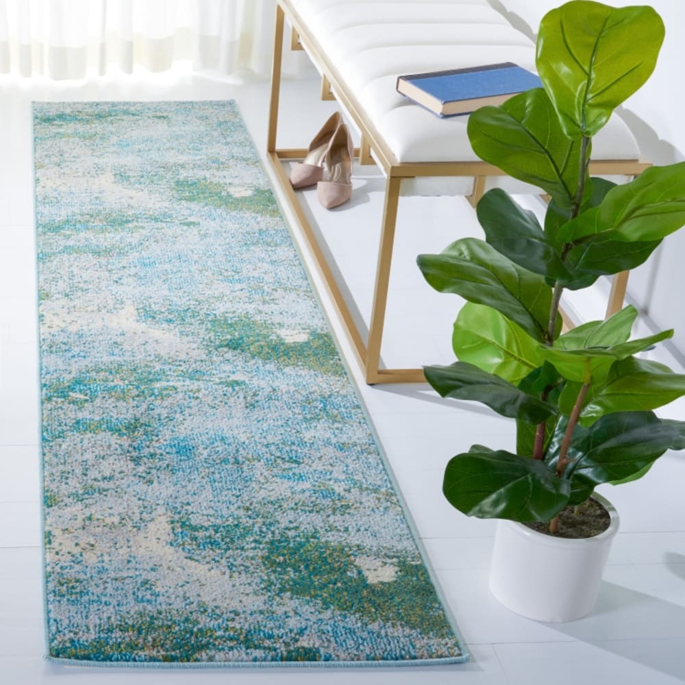 Tapis contemporary en polypropylène bleu/vert, 66 x 183 cm — vue 3