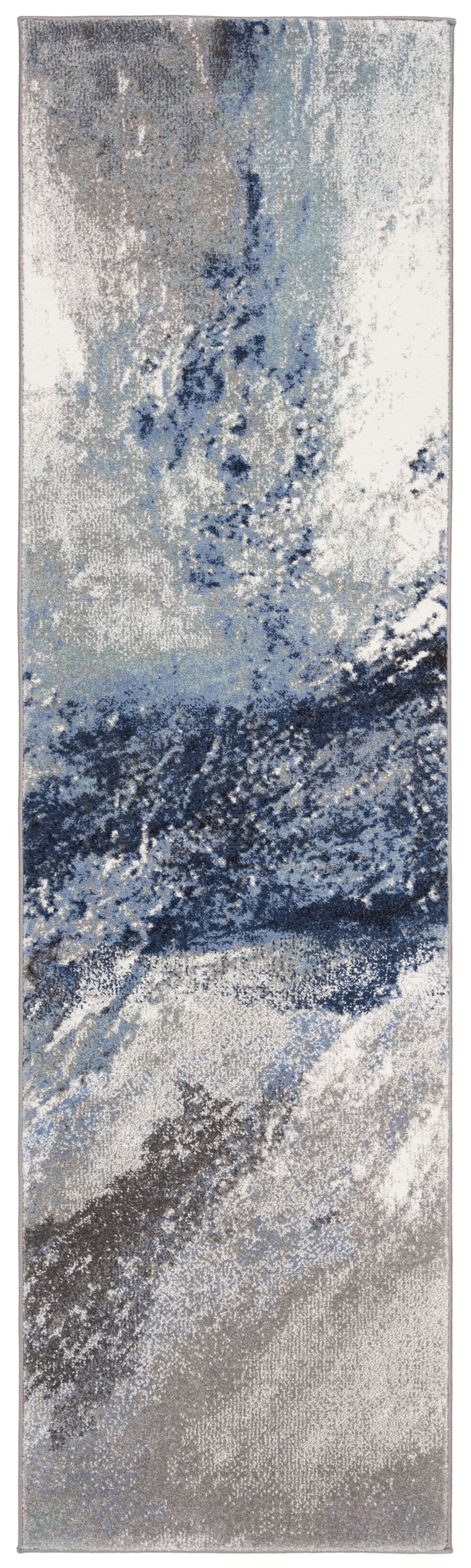 Tapis contemporain en polypropylène bleu/gris, 69 x 244 cm