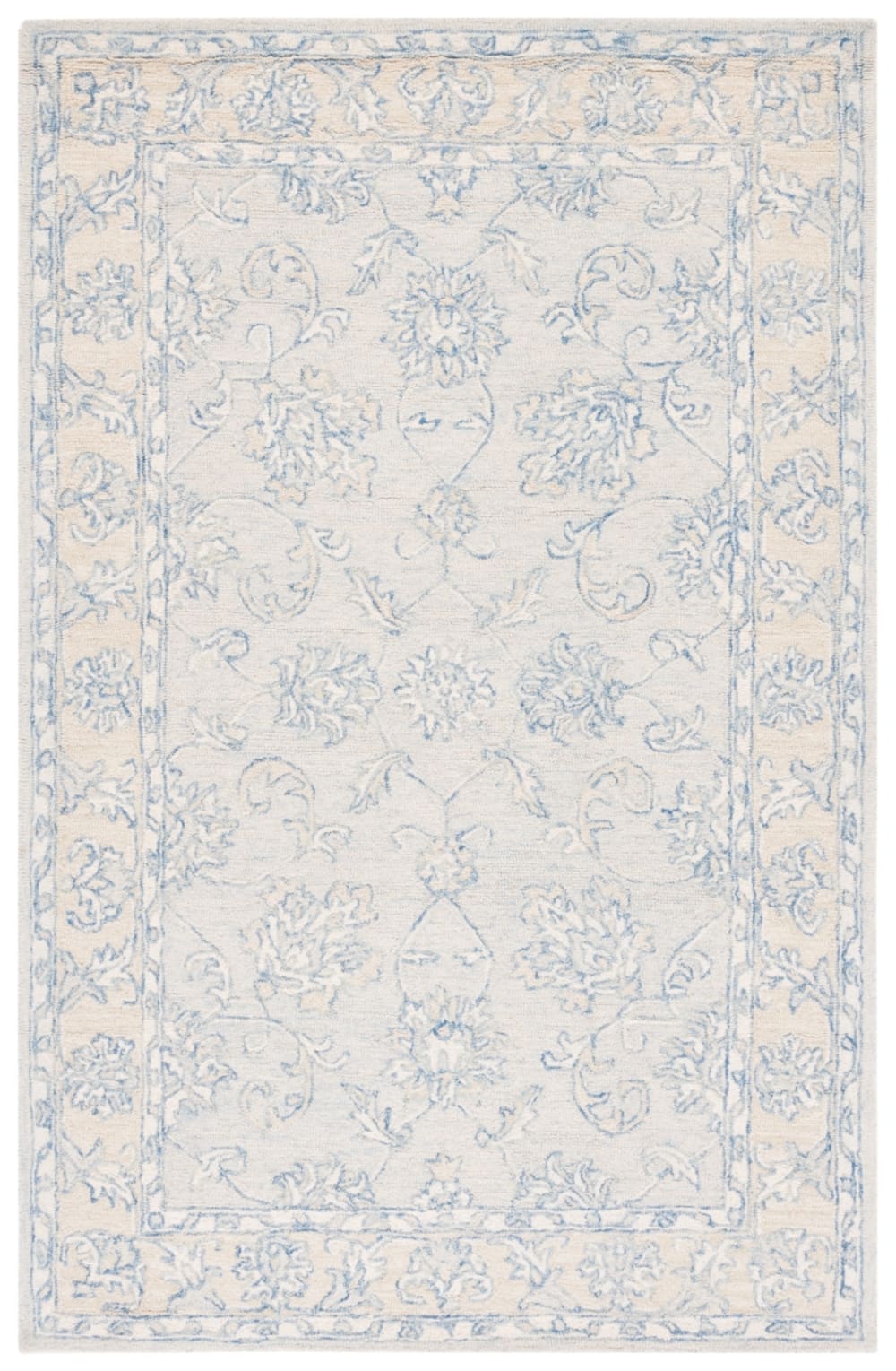 Tapis traditionnel en laine bleu/beige, 76 x 122 cm