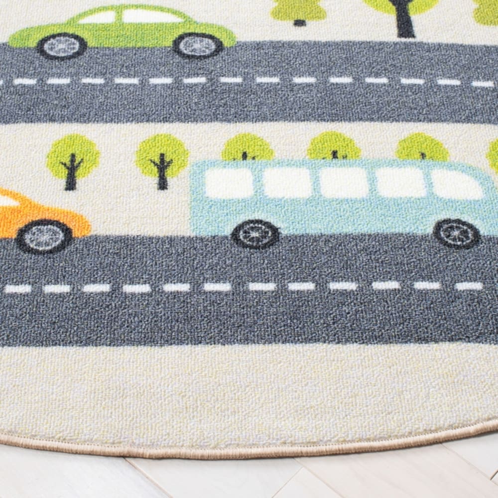 Tapis moderne en polyester beige/vert, 99 cm — vue 4