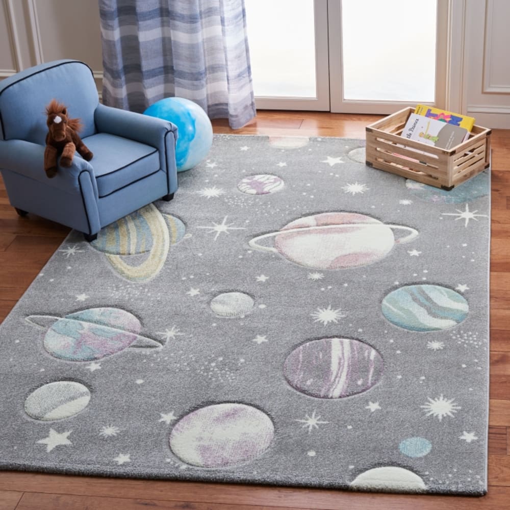 Tapis contemporain en polypropylène gris/violet, 61 x 91 cm — vue 3