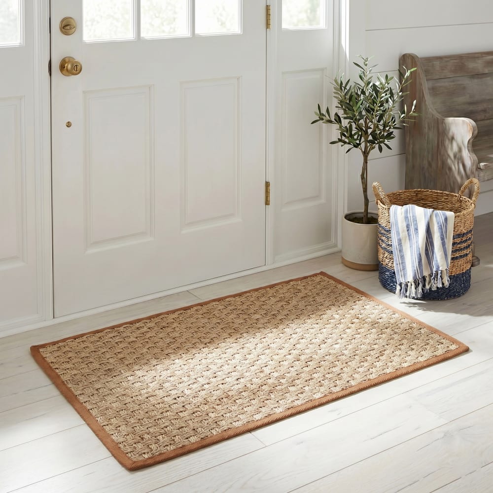 Naturfaser Seegras-Teppich in Beige/Braun, 61 x 91 cm - Maisons