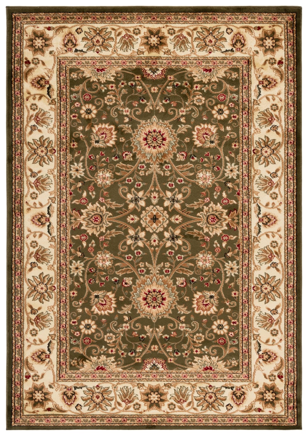 Tapis traditionnel en polypropylène vert/blanc, 69 x 244 cm