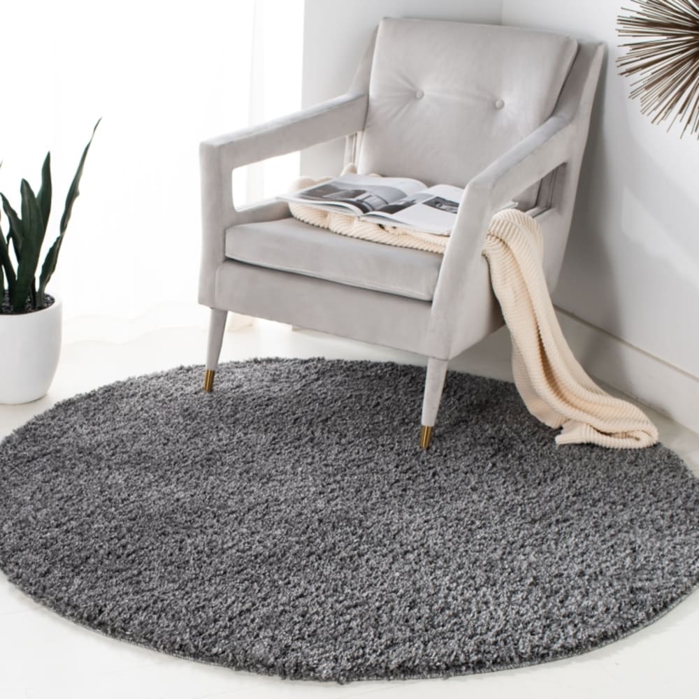 Tapis shag en polypropylène gris, 91 cm — vue 3