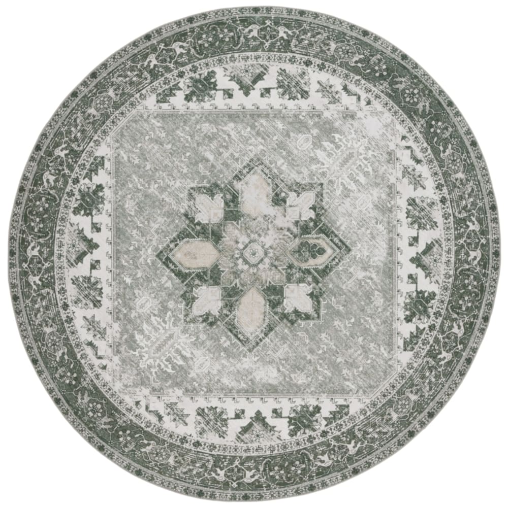 Tappeto Poliestere Verde Scuro / Beige 183 X 183 Cm-image