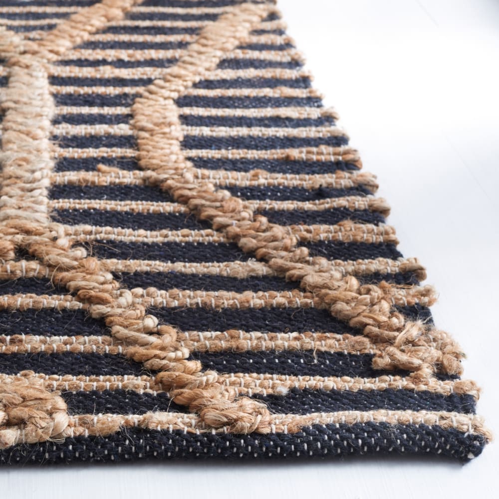 Tapis géométrique en jute noir/beige, 91 x 152 cm — vue 4