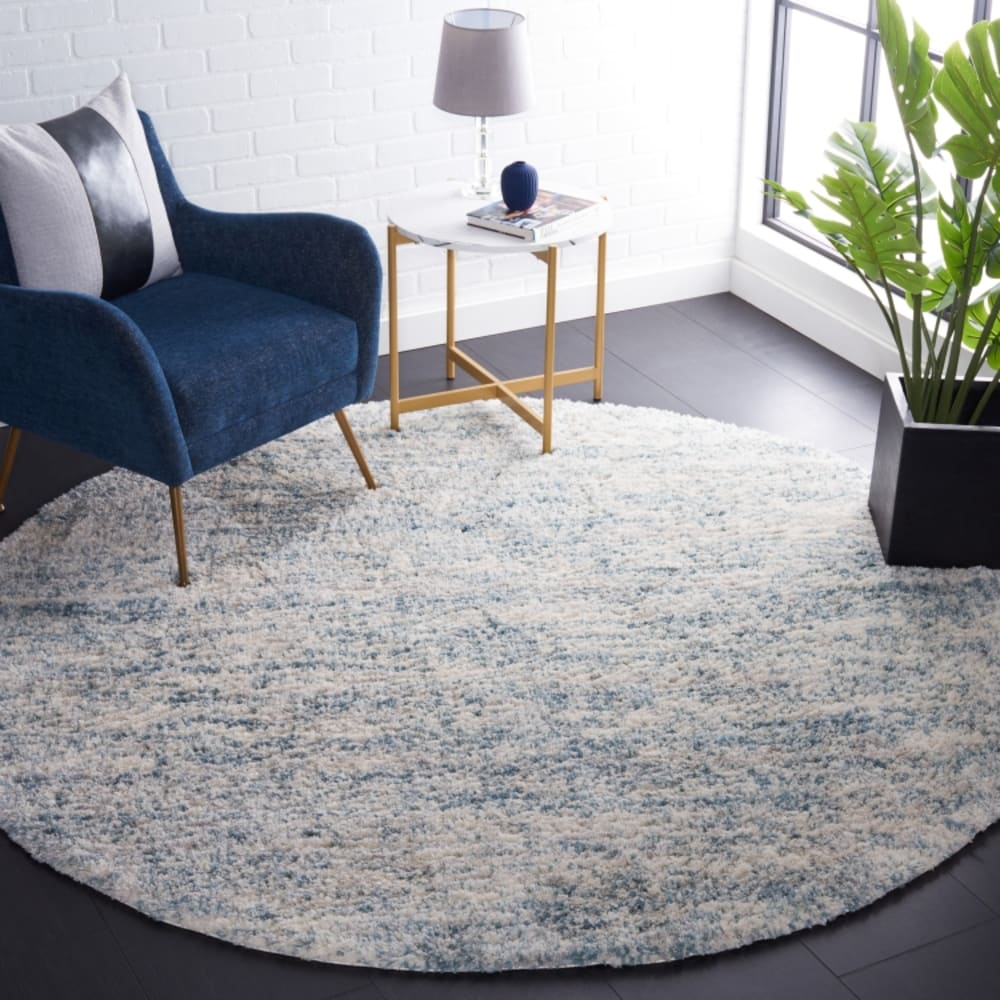 Safavieh Polyester-Teppich in Weiß/Blau, 135 cm style classic chic Blau Pes - Polyester