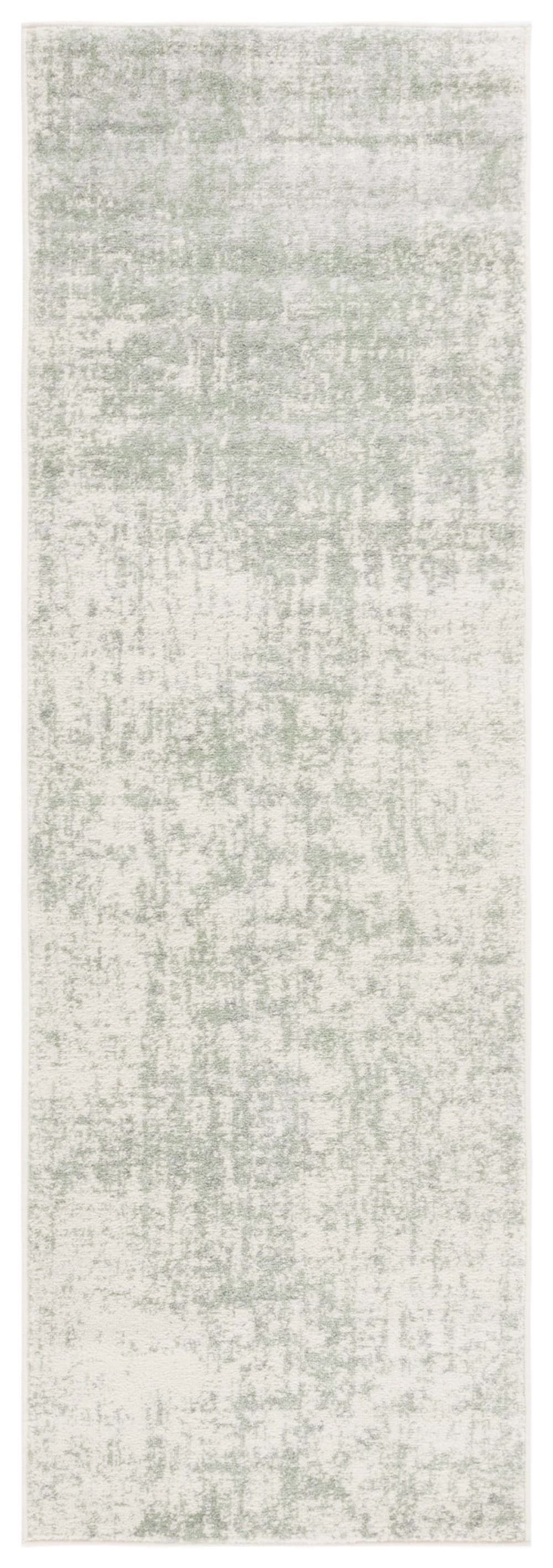 Tapis abstrait moderne en polypropylène vert/blanc, 76 x 183 cm