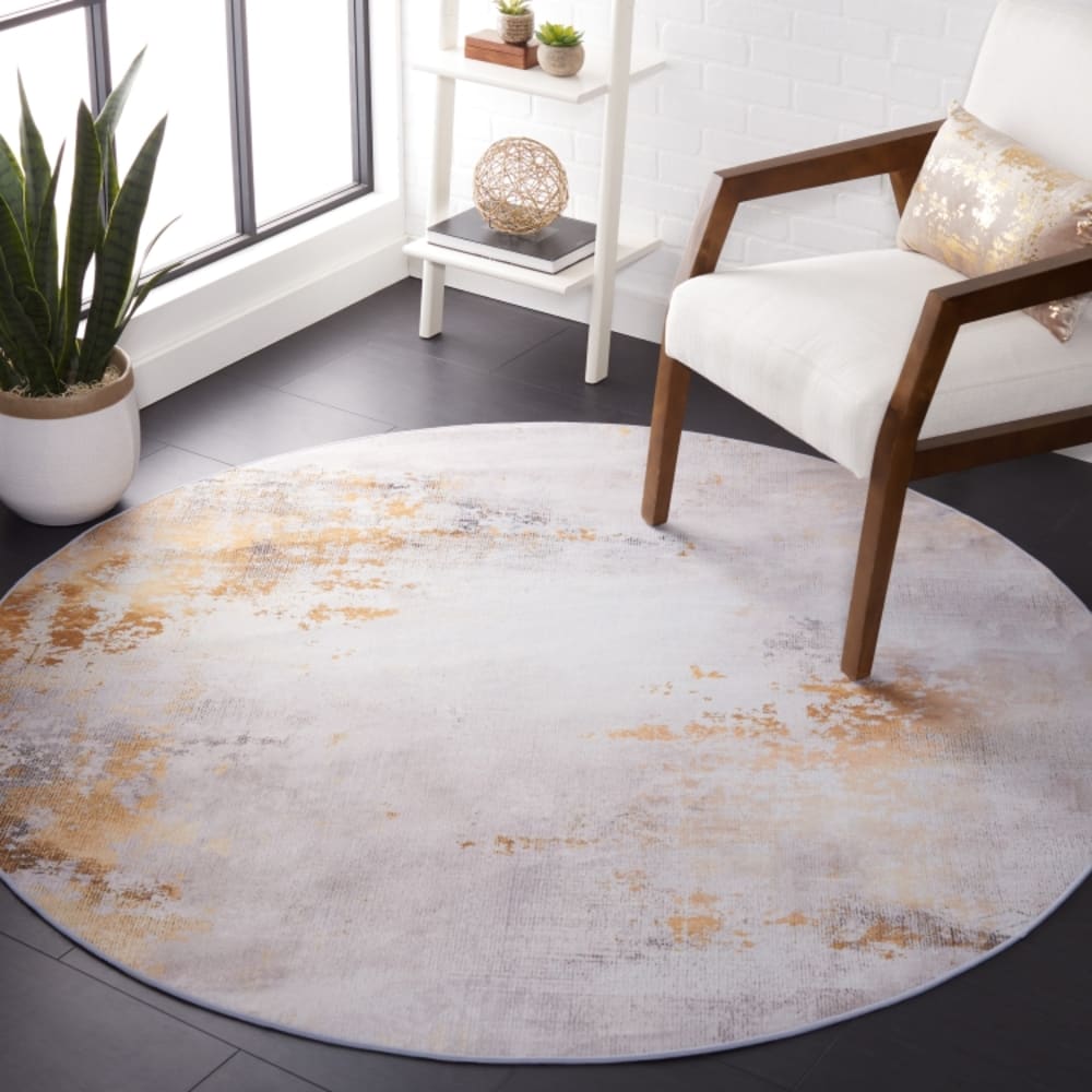 Tapis moderne en polyester gris/or, 183 cm — vue 3