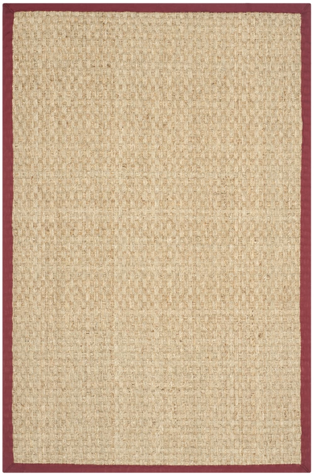 Tapis fibre naturelle en herbiers marins beige/rouge, 61 x 91 cm